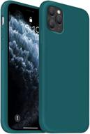 protective slim liquid silicone case for iphone 11 pro max - blackish green logo