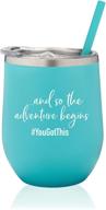 🎓 sassycups and so the adventure begins wine tumbler: a stylish 12 ounce stainless steel stemless glass for graduation, promotion, and more! логотип