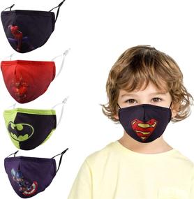 img 4 attached to 👶 Fun and Functional 4-Pack Kids Reusable Cloth Face Masks for Boys and Girls
