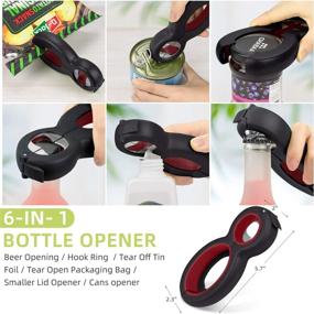 img 1 attached to 🔪 YIZHEN 2 Pack Multifunction Bottle Opener Can/Jar Opener with Non-Slip Grip &amp; Kitchen Knife Sharpener - Scalable 2-Stage Blade Repair/Restore/Polish for Cooking, Camping, Hiking (Red)