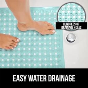 img 1 attached to 🛀 Gorilla Grip 35x16 Bath Tub and Shower Mat, Machine Washable, Extra Large Bathtub Mat with Drain Holes and Suction Cups for Clean Floors, Soft on Feet, Green - Bathroom Accessory