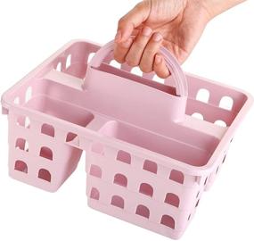 img 2 attached to Hedume Divided Basket Bin 2 Pack with Handle: 📦 Portable Storage Organizer Caddy Tote, Plastic Storage for Bathroom, Dorm Room