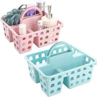 hedume divided basket bin 2 pack with handle: 📦 portable storage organizer caddy tote, plastic storage for bathroom, dorm room logo