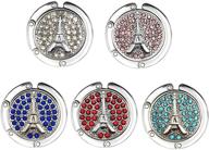 💼 reizteko purse hook: stylish french eiffel tower rhinestone handbag holder for tables (5-pack) logo