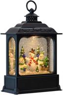 🎶 eldnacele musical snow globe lantern: swirling singing water glittering lantern for christmas decoration - snowman, with timer and dual power options logo
