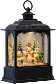 img 4 attached to 🎶 Eldnacele Musical Snow Globe Lantern: Swirling Singing Water Glittering Lantern for Christmas Decoration - Snowman, with Timer and Dual Power Options