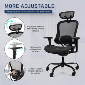 img 1 attached to 🪑 Ergousit Ergonomic Mesh Office Chair: Adjustable Height, Backrest, and Lumbar Support for Enhanced Comfort and Performance