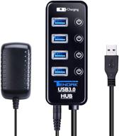 enhanced usb 3.0 hub with 4 data ports + smart charging: ideal for ps4 pro, ps4 slim, xbox one - tendak logo