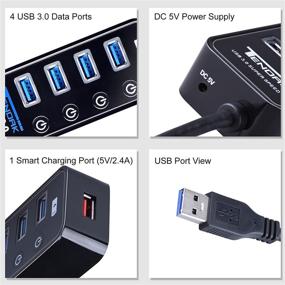 img 3 attached to Enhanced USB 3.0 Hub with 4 Data Ports + Smart Charging: Ideal for PS4 Pro, PS4 Slim, Xbox One - Tendak