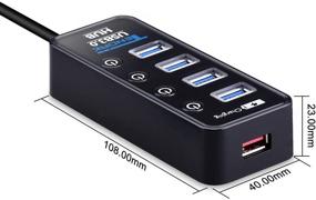 img 1 attached to Enhanced USB 3.0 Hub with 4 Data Ports + Smart Charging: Ideal for PS4 Pro, PS4 Slim, Xbox One - Tendak