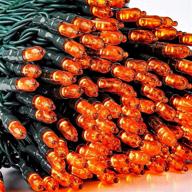 🎄 108.6 ft christmas led string lights, 300 counts of orange led 8 modes green wire long light set - ideal for indoor and outdoor party, home, and garden holiday christmas decoration logo