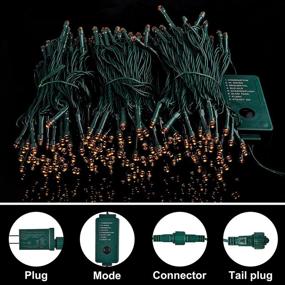 img 1 attached to 🎄 108.6 FT Christmas LED String Lights, 300 Counts of Orange LED 8 Modes Green Wire Long Light Set - Ideal for Indoor and Outdoor Party, Home, and Garden Holiday Christmas Decoration