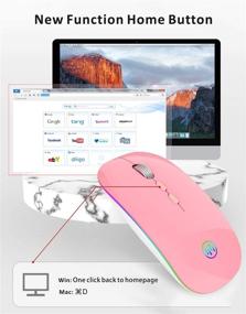 img 3 attached to Uiosmuph LED Wireless Computer Mouse: Slim Rechargeable, USB Receiver & Type C Adapter, Pink