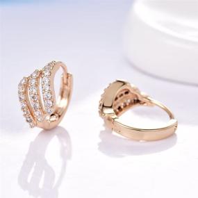 img 2 attached to 💎 GULICX Eye-catching Gold Tone Three Layer White Rhinestone Hoop Earrings for Party Fashion Statement