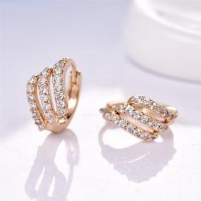 img 1 attached to 💎 GULICX Eye-catching Gold Tone Three Layer White Rhinestone Hoop Earrings for Party Fashion Statement