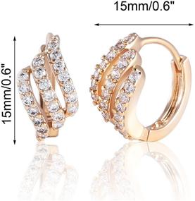 img 3 attached to 💎 GULICX Eye-catching Gold Tone Three Layer White Rhinestone Hoop Earrings for Party Fashion Statement