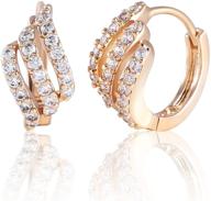 💎 gulicx eye-catching gold tone three layer white rhinestone hoop earrings for party fashion statement logo