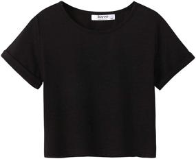 img 4 attached to Boyoo Sleeve Fashion Crewneck Rolled Girls' Clothing for Tops, Tees & Blouses