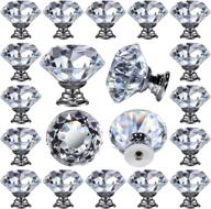 pack of 26 clear crystal glass cabinet knobs diamond-shaped drawer pulls - 30mm - suitable for kitchen, bathroom cabinets, dressers, and cupboards - by deelf logo