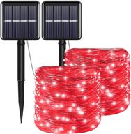 🔆 enhance your outdoor space with red solar christmas string lights - waterproof 100 led (2 pack) copper fairy lights for valentine's day and more! logo