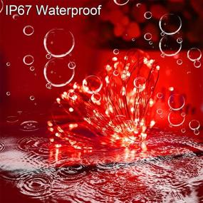 img 2 attached to 🔆 Enhance Your Outdoor Space with Red Solar Christmas String Lights - Waterproof 100 LED (2 Pack) Copper Fairy Lights for Valentine's Day and More!