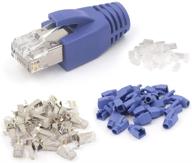🔌 vce (generation 1) 30-pack shielded cat6a/cat7 rj45 modular plugs - nickel plated, 50u" gold plated ethernet connector with strain relief boots - blue logo