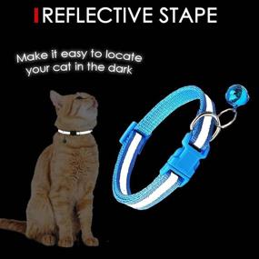 img 1 attached to 🐱 12 Pack Reflective Cat Collar with Bell – Adjustable Solid & Paw Unique Design – Soft Nylon Kitten Collars for Kitty Puppy 7.4-11.8in