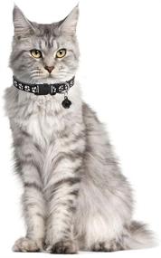 img 3 attached to 🐱 12 Pack Reflective Cat Collar with Bell – Adjustable Solid & Paw Unique Design – Soft Nylon Kitten Collars for Kitty Puppy 7.4-11.8in