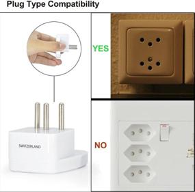 img 3 attached to 🔌 2-Pack BESTTEN Type J Travel Power Adapter for Liechtenstein, Rwanda, and Maldives - 3-Prong Grounded Plug with Tamper Resistant Socket