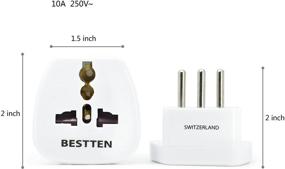 img 1 attached to 🔌 2-Pack BESTTEN Type J Travel Power Adapter for Liechtenstein, Rwanda, and Maldives - 3-Prong Grounded Plug with Tamper Resistant Socket