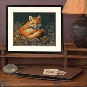 img 3 attached to 🦊 Craft with Confidence: DIMENSIONS Sunlit Fox Counted Cross Stitch Kit, 14 Count Black Aida, 14'' x 11''