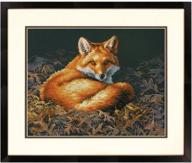 🦊 craft with confidence: dimensions sunlit fox counted cross stitch kit, 14 count black aida, 14'' x 11'' logo