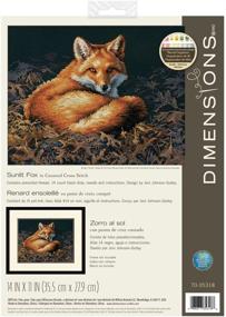 img 1 attached to 🦊 Craft with Confidence: DIMENSIONS Sunlit Fox Counted Cross Stitch Kit, 14 Count Black Aida, 14'' x 11''