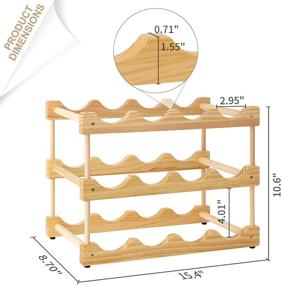 img 3 attached to 🍷 Премиум Винтажная деревянная винная стойка - вместимость 12 бутылок, напольное винохранилище в стиле фермерского дома для хранения и организации на столешнице