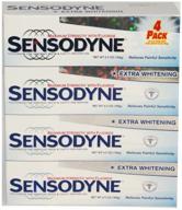 🦷 sensodyne maximum strength & extra whitening 4-pack: net wt 6.5 oz(184g) per tube - dental sensitivity & stain removal logo