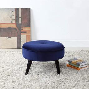 img 2 attached to 🪑 NV Classic Tufted Velvet Round Ottoman in Navy for Stylish Housel Living