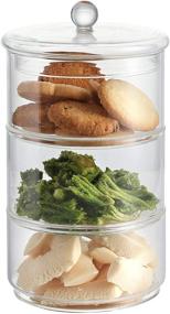 img 4 attached to 🍪 KMWARES Small 3 Tier Stackable Glass Canister Set - Perfect for Snack Display and Kitchen Decoration