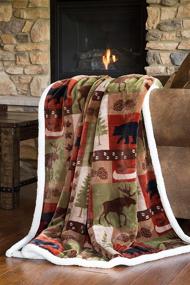 img 3 attached to Уютное укрытие с пледом Carstens JP525 Soft Sherpa Plush Throw Blanket - Patchwork Lodge