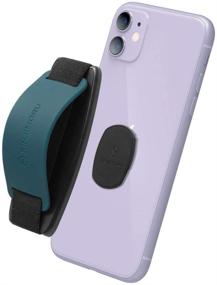 img 4 attached to 📱 Sinjimoru Swappable Cell Phone Strap Kickstand with Wireless Charging Compatibility and Finger Holder for iPhone 12 &amp; Smartphones. Sinji Mount Grip - Teal