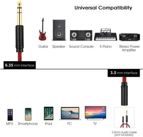 img 1 attached to 🎧 20Ft Male to Female Headphone Adapter 6.35mm to 3.5mm Stereo Cord, TRS 1/4 to 1/8 Conversion for Guitar Amps, Keyboards, Home Theater, or Mixing Console