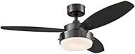 modern ciata lighting 42-inch alloy indoor ceiling fan: gun metal finish, led light, opal frosted glass, reversible blades (black/graphite) логотип