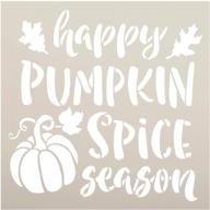 🎃 pumpkin spice season stencil by studior12 - diy rustic cursive leaves for craft seasonal farmhouse gift, autumn home decor halloween thanksgiving - reusable mylar template, perfect for painted wood signs (9" x 9") logo