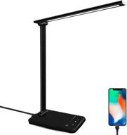 lkesbo led desk lamp with usb charging port - modern black desk lamp for home office, study, college dorm room - dimmable led desk light with 10 brightness levels and 5 modes логотип