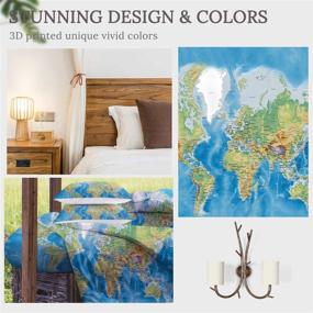 img 3 attached to Sleepwish Map Comforter Twin: Ultra Soft 4-Piece World Map Bedding Set for Kids and Teens – Reversible Design with Blue Map Print, Includes 1 Comforter, 2 Pillow Cases, 1 Cushion Cover