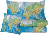 sleepwish map comforter twin: ultra soft 4-piece world map bedding set for kids and teens – reversible design with blue map print, includes 1 comforter, 2 pillow cases, 1 cushion cover logo