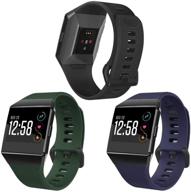 📱 skylet 3-pack soft sport replacement wristbands for fitbit ionic smart watch - compatible with fitbit ionic bands for men and women, with buckle (black, navy blue, dark green - small) logo