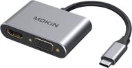 🖥️ адаптер usb c к hdmi vga: mokin 2-в-1 type c к vga hdmi адаптер для macbook pro/air/ipad pro 2018/dell xps, chromebook pixel, galaxy s8/s8plus и других. логотип