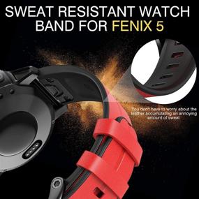 img 2 attached to ANCOOL Compatible Fenix 5 Band: Easy-fit Silicone Band with Leather Surface for Fenix 5 Plus/Fenix 6 Pro/Forerunner 945/Approach S62 - Red