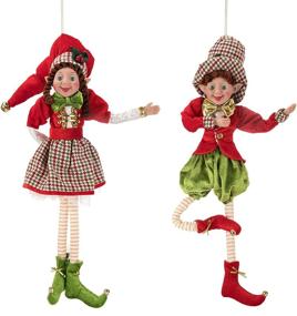 img 2 attached to ARCCI 26 Inch Christmas Elves: Premium Set of 2 Posable Elf Christmas Figures - Festive Red & Light Green Holiday Decorations