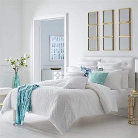 img 4 attached to 🛏️ Trina Turk Freya Comforter Set - Stylish Queen Size Bedding in White